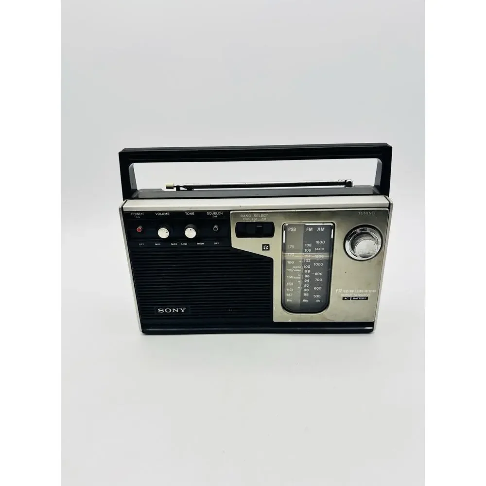 Vintage Sony ICF-7370W PSB FM AM 3 Band Portable Radio Tested Works